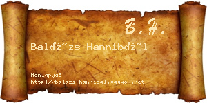 Balázs Hannibál névjegykártya